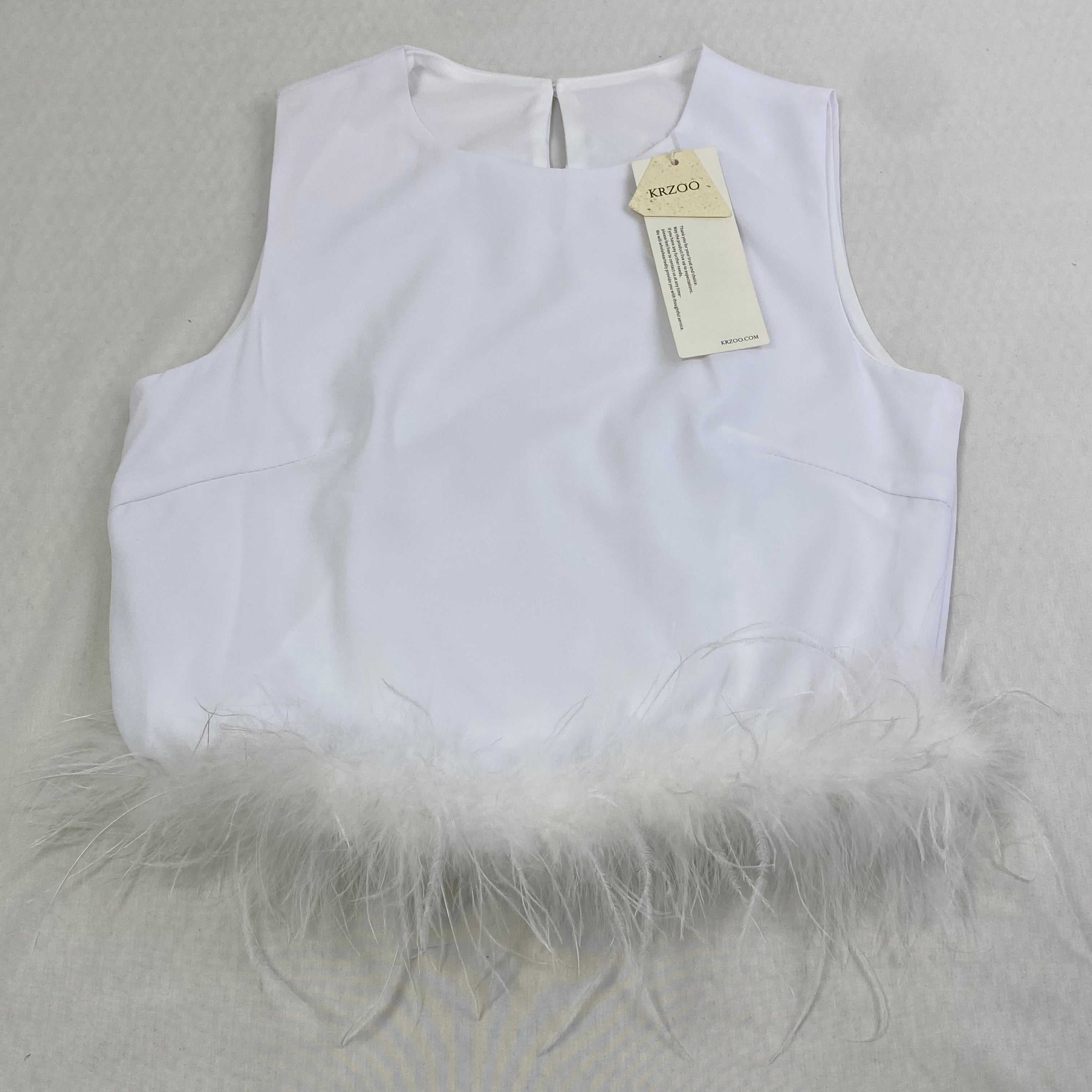 Round-neck sleeveless quilted feather vest top