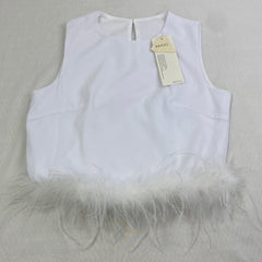 Round-neck sleeveless quilted feather vest top