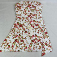 Floral print fitted off-the-shoulder strapless dress