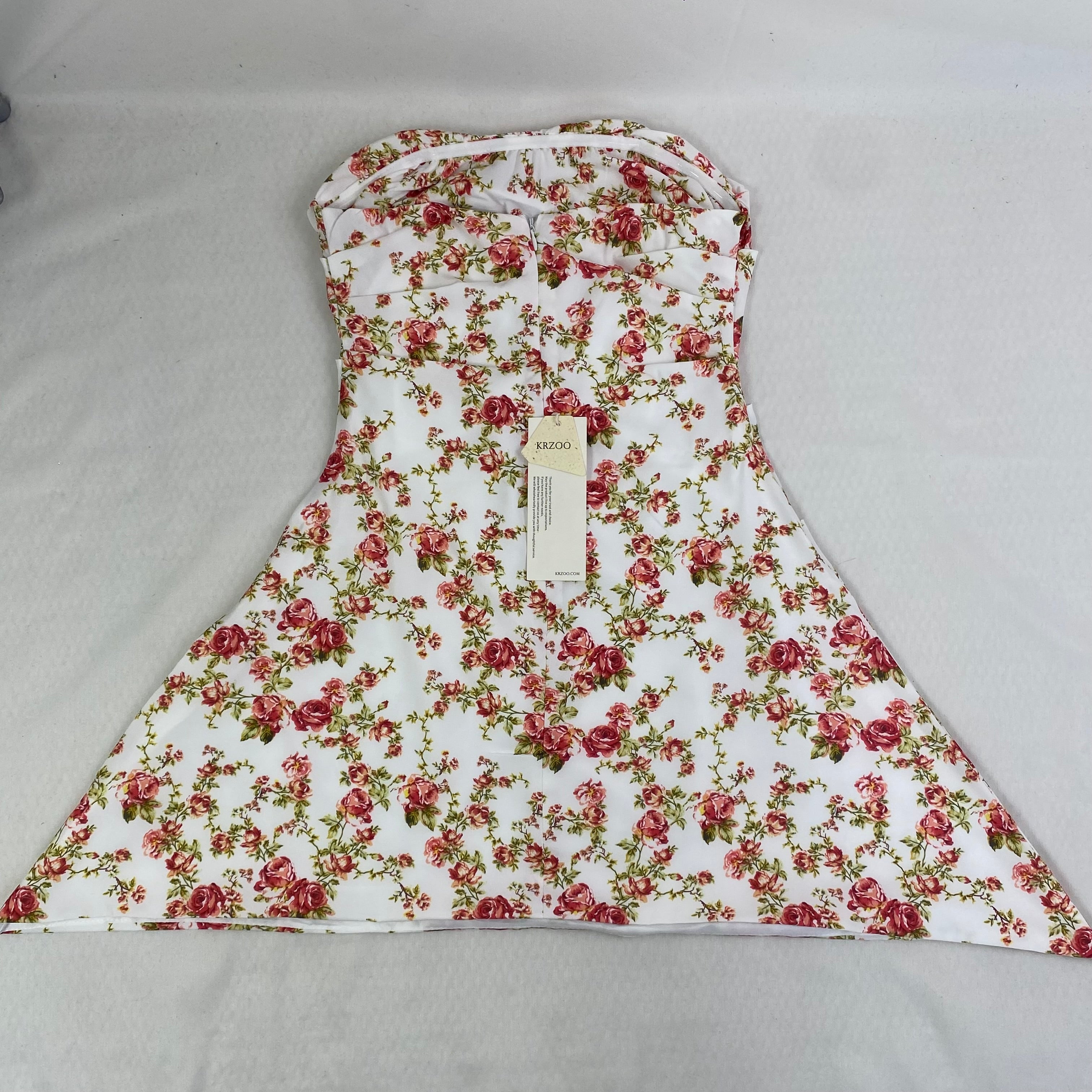 Floral print fitted off-the-shoulder strapless dress