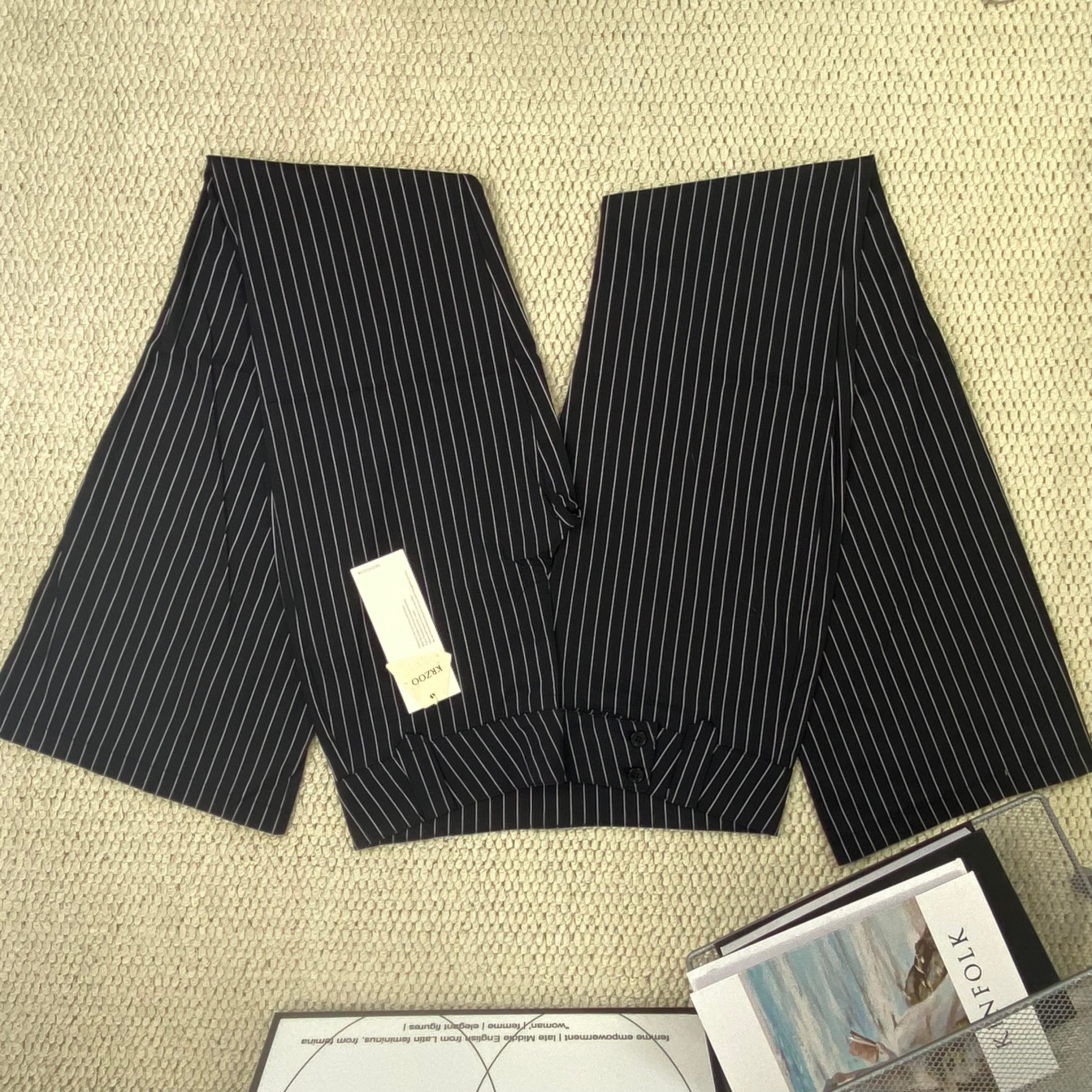 Striped pants are versatile and help slim the figure
