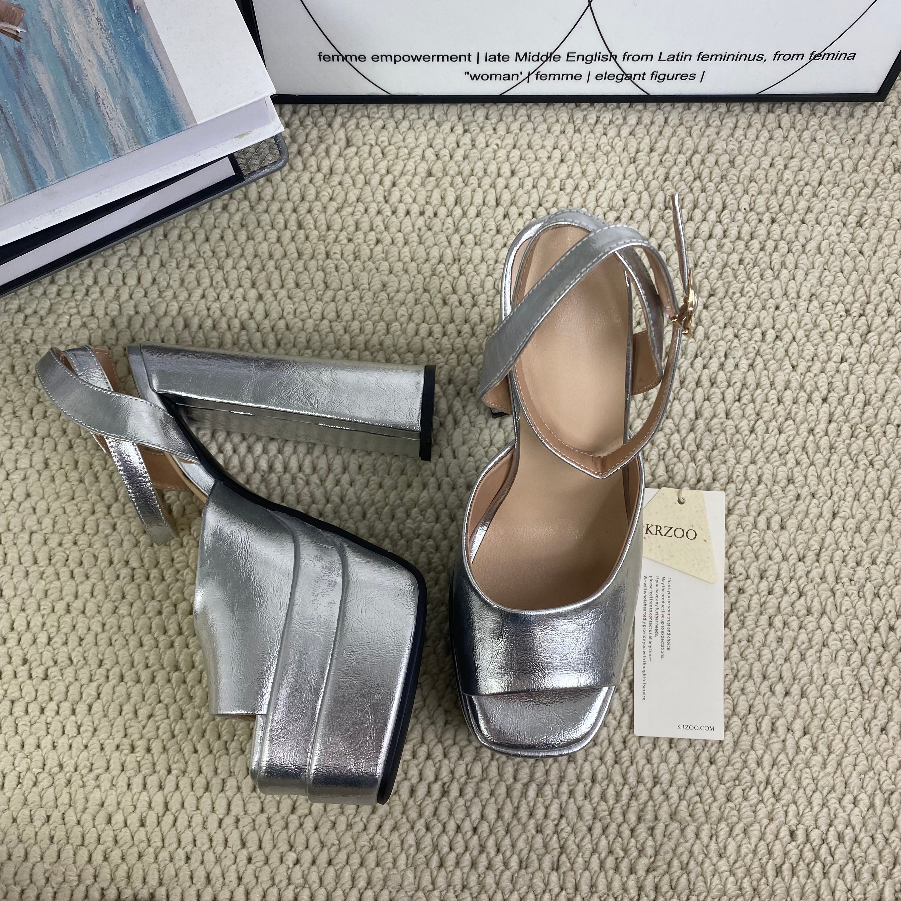Fish-mouth double waterproof platform high heels