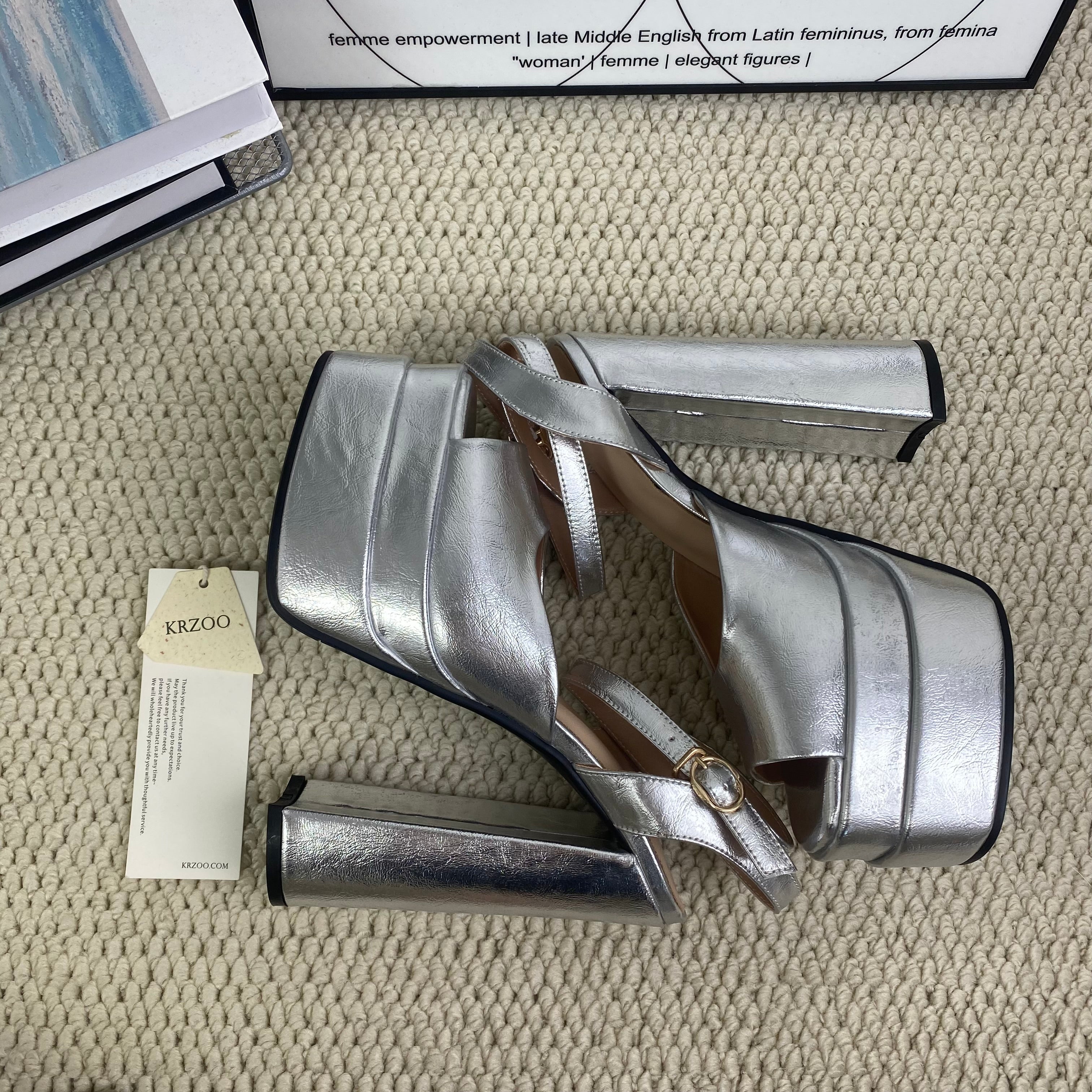 Fish-mouth double waterproof platform high heels