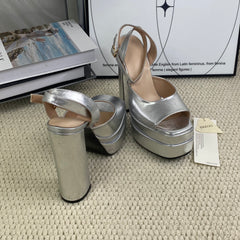 Fish-mouth double waterproof platform high heels