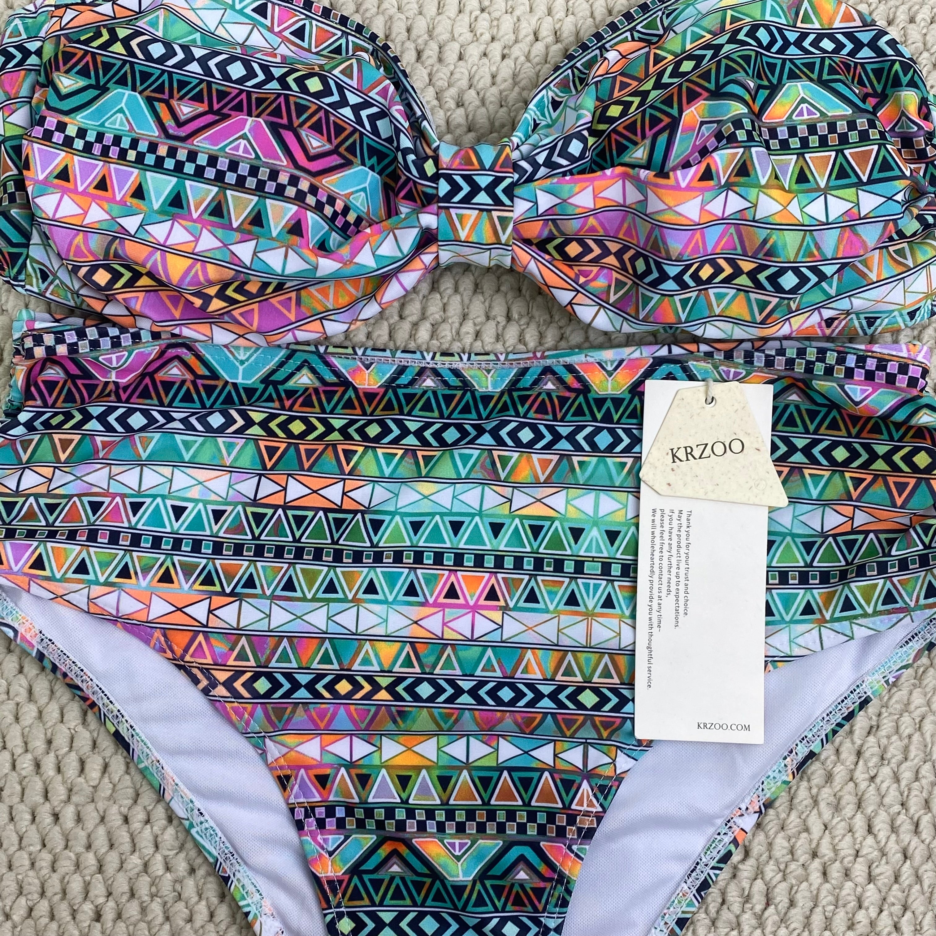 Printed separate high-waist swimming suit