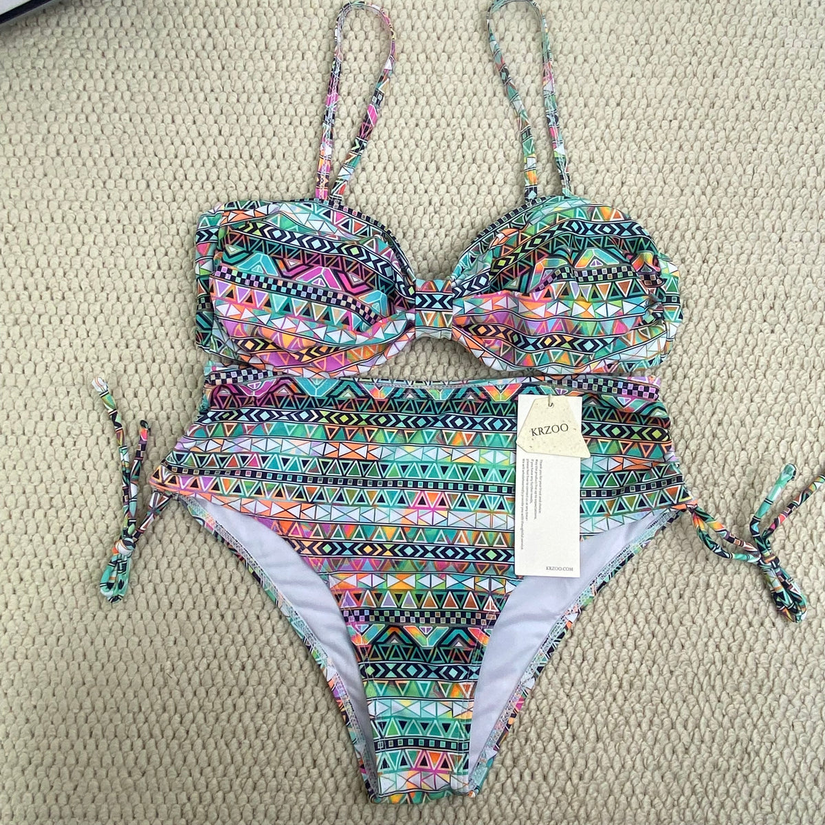 Printed separate high-waist swimming suit