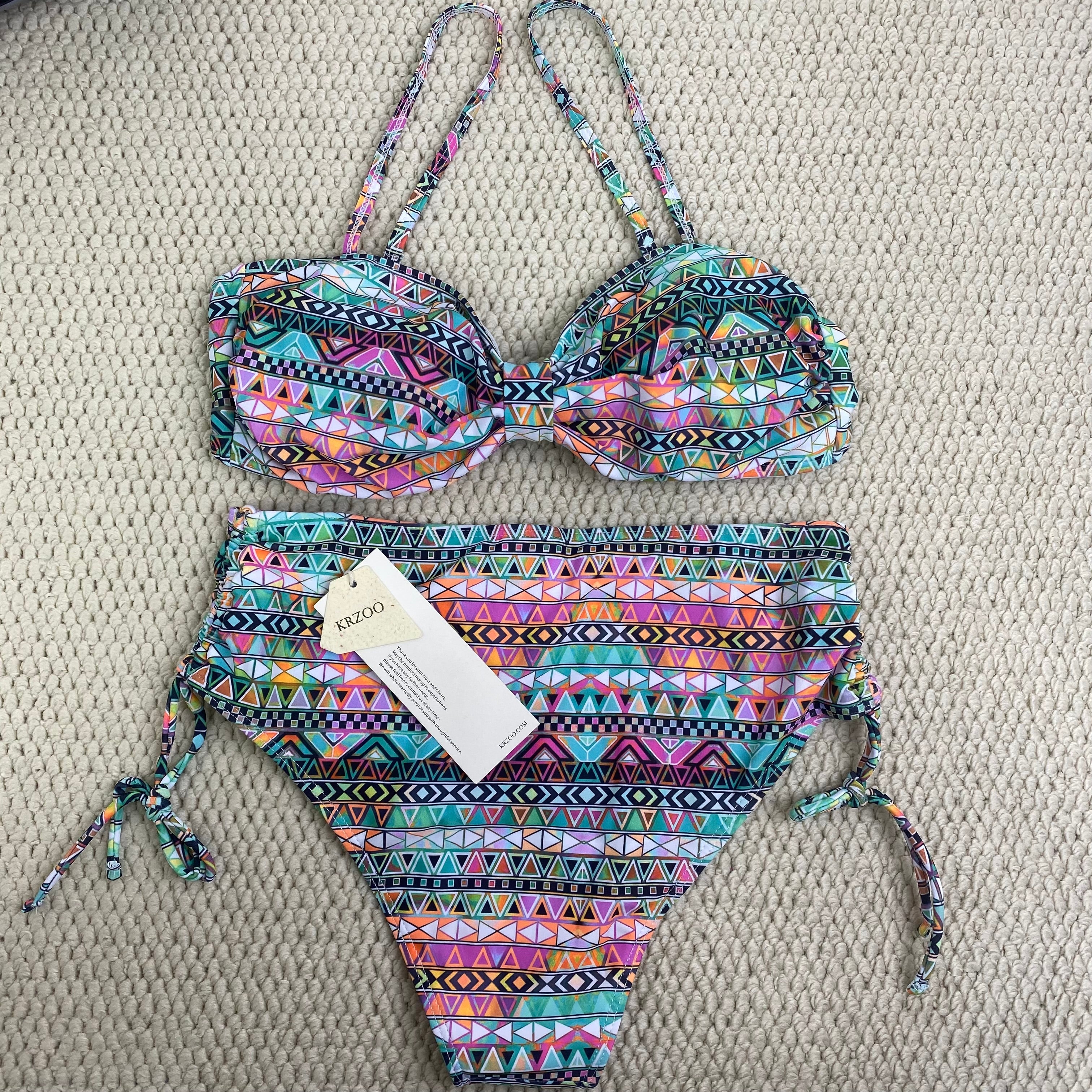 Printed separate high-waist swimming suit