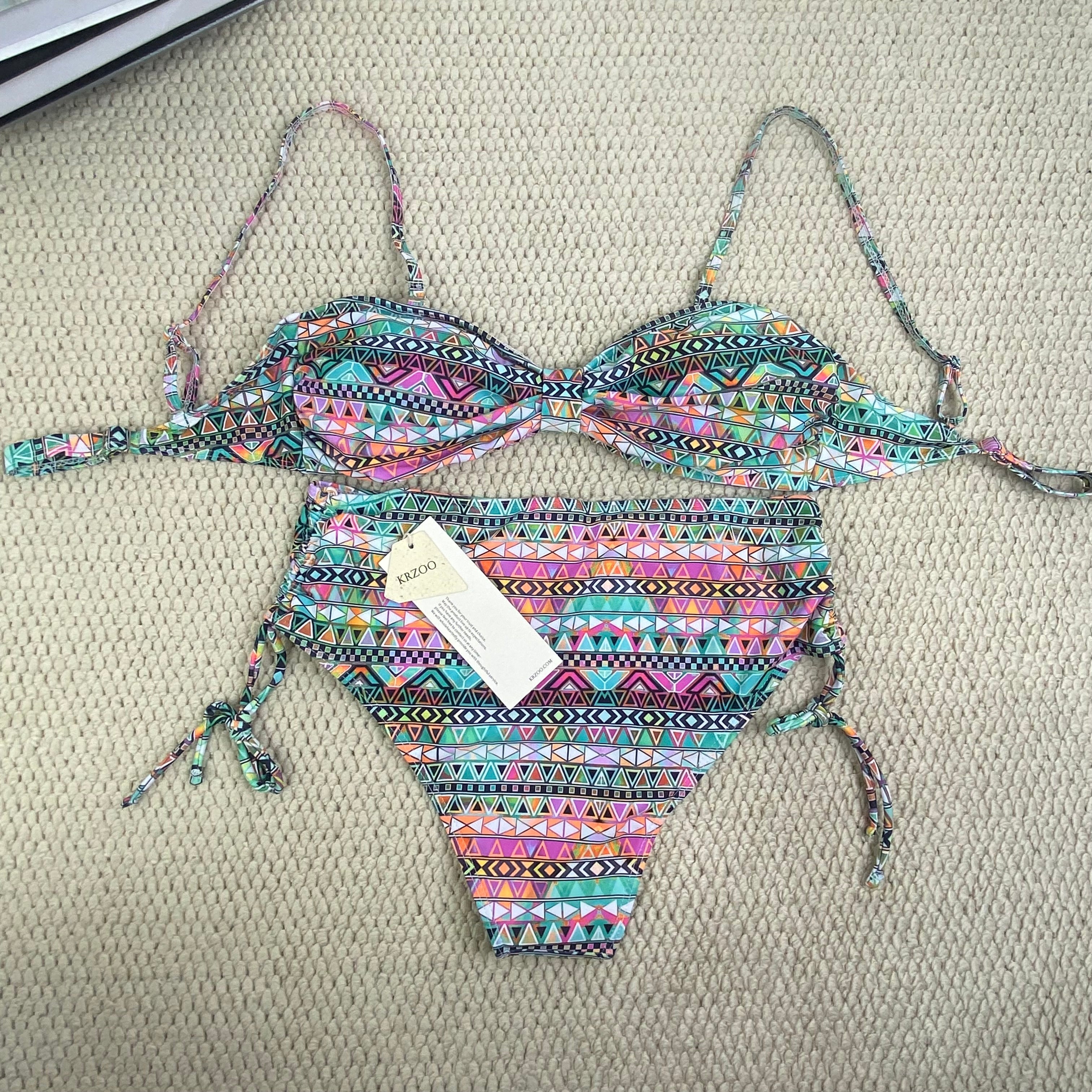 Printed separate high-waist swimming suit