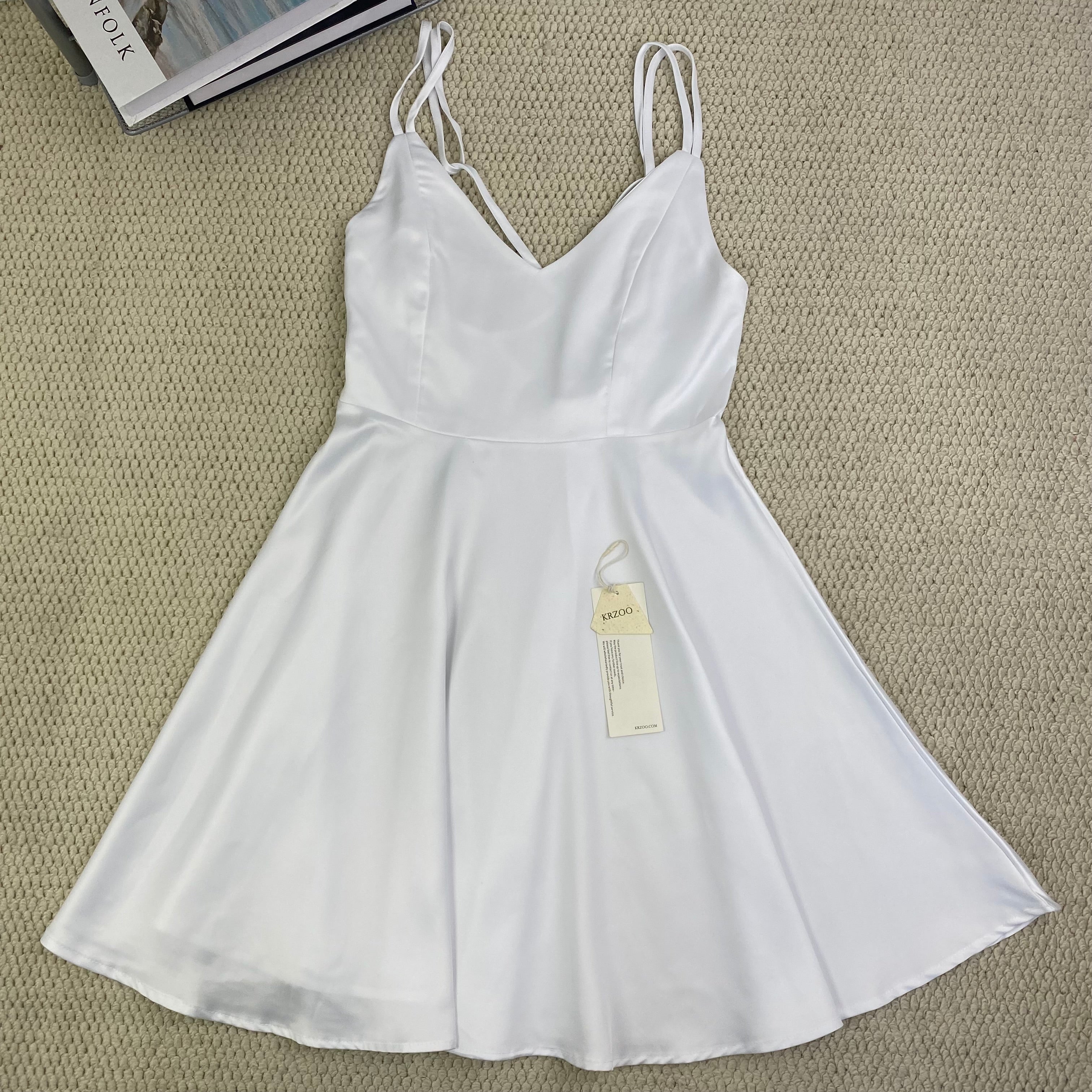 Solid-color halter dress