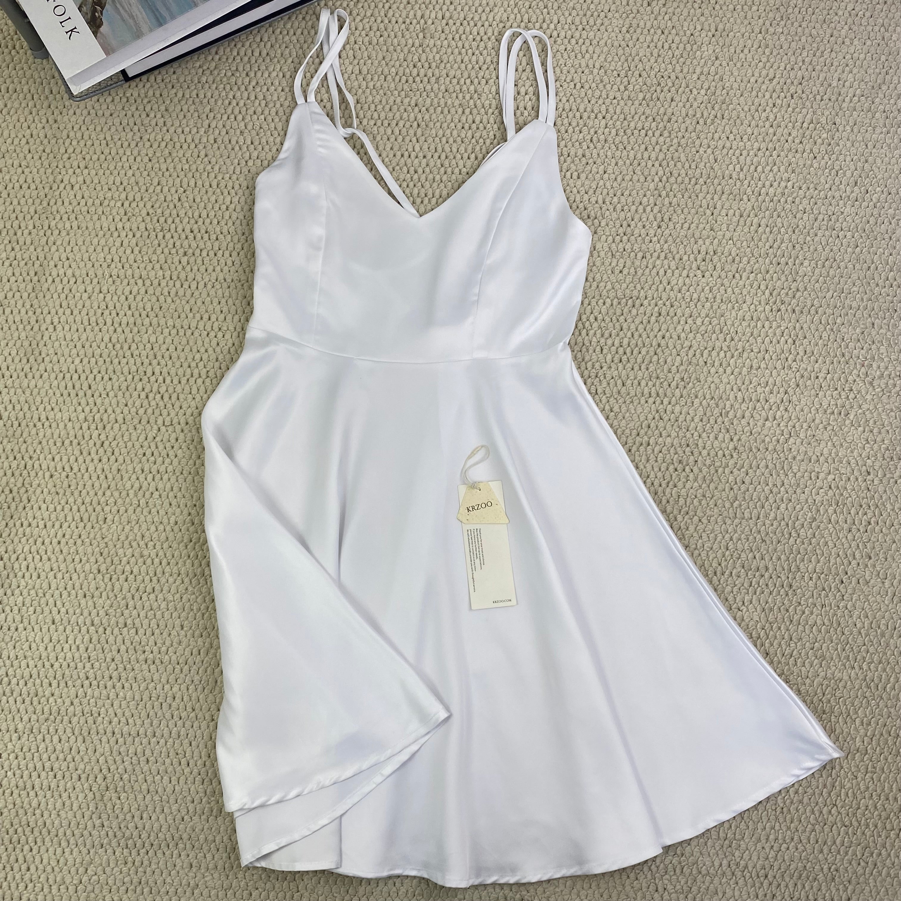 Solid-color halter dress