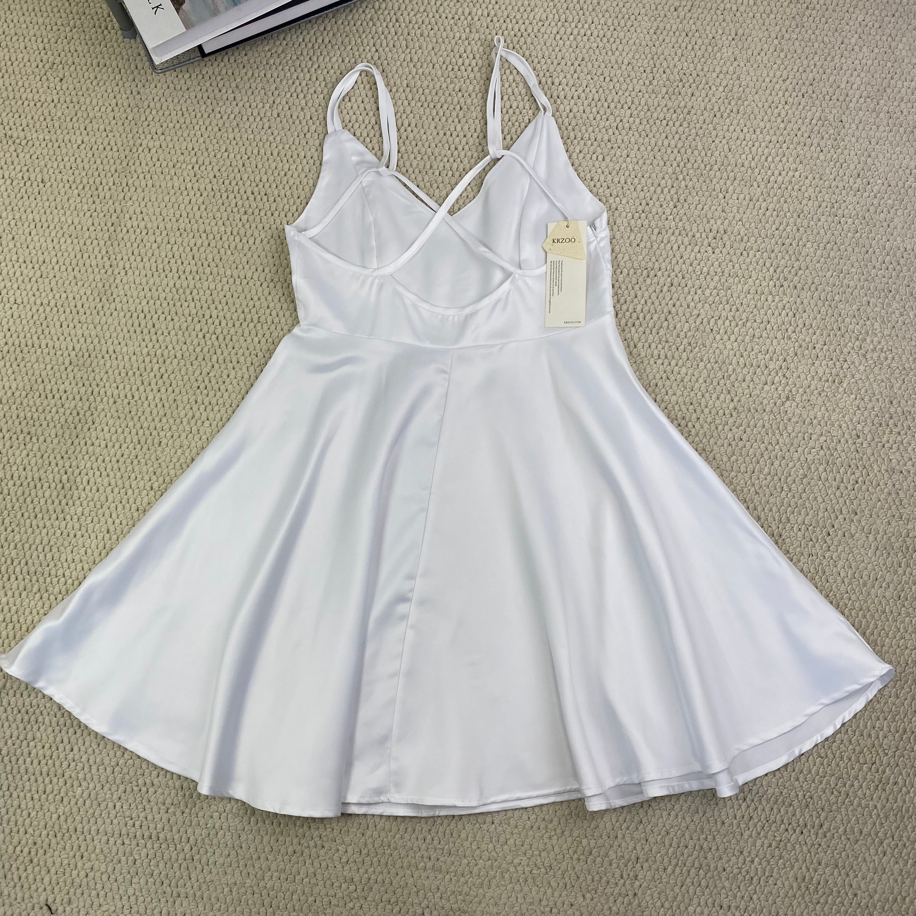 Solid-color halter dress
