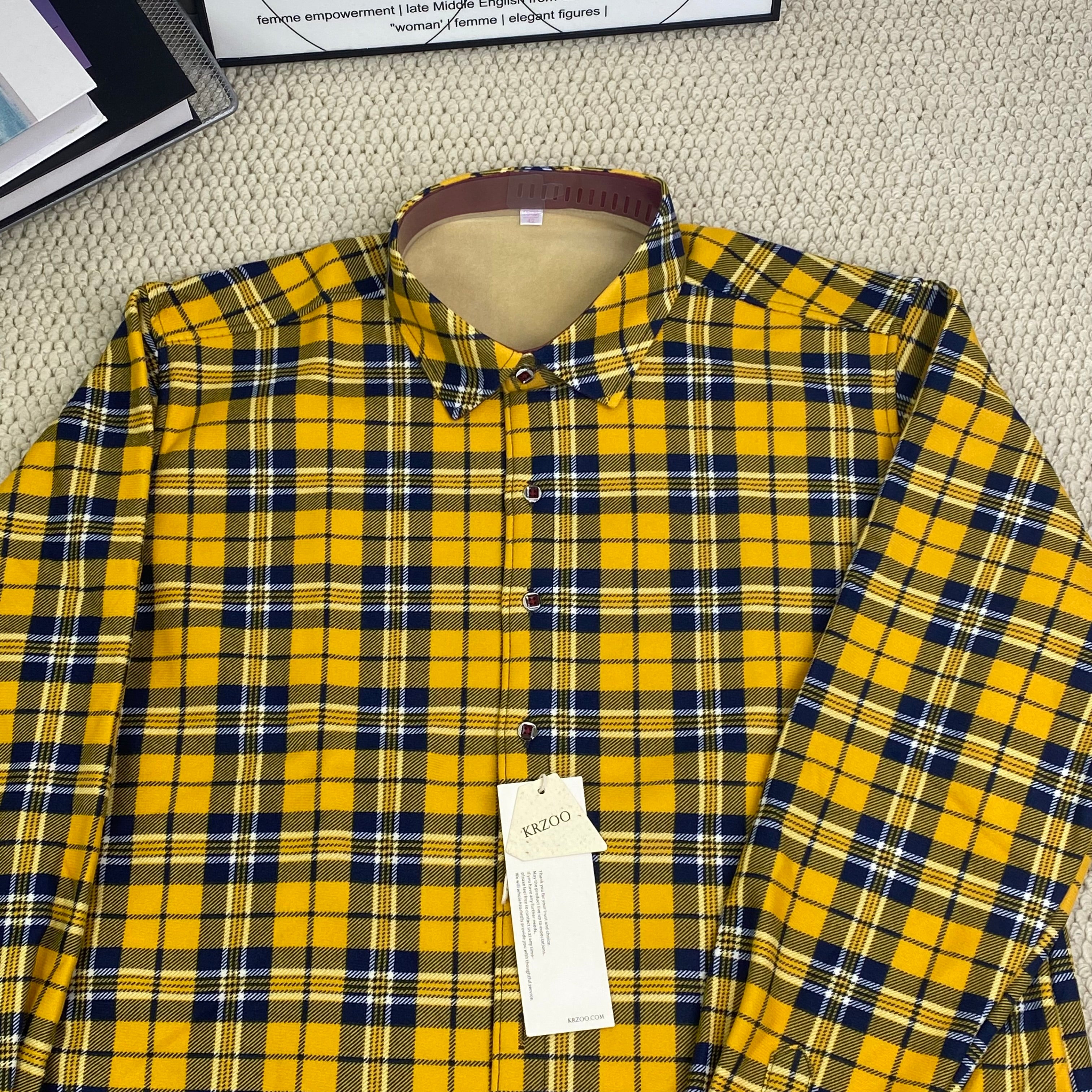 High street check casual loose-fitting shirt