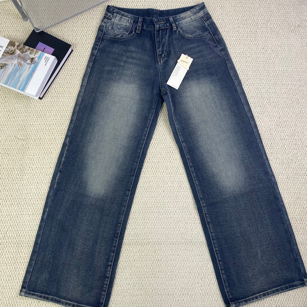 Solid-color loose wide-leg trousers