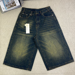 American-style retro seven-inch denim pants