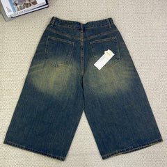 American-style retro seven-inch denim pants