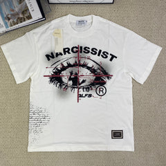 Neutral Cross Eyelet Loose-Sleeved T-shirt
