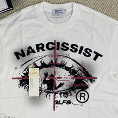Neutral Cross Eyelet Loose-Sleeved T-shirt