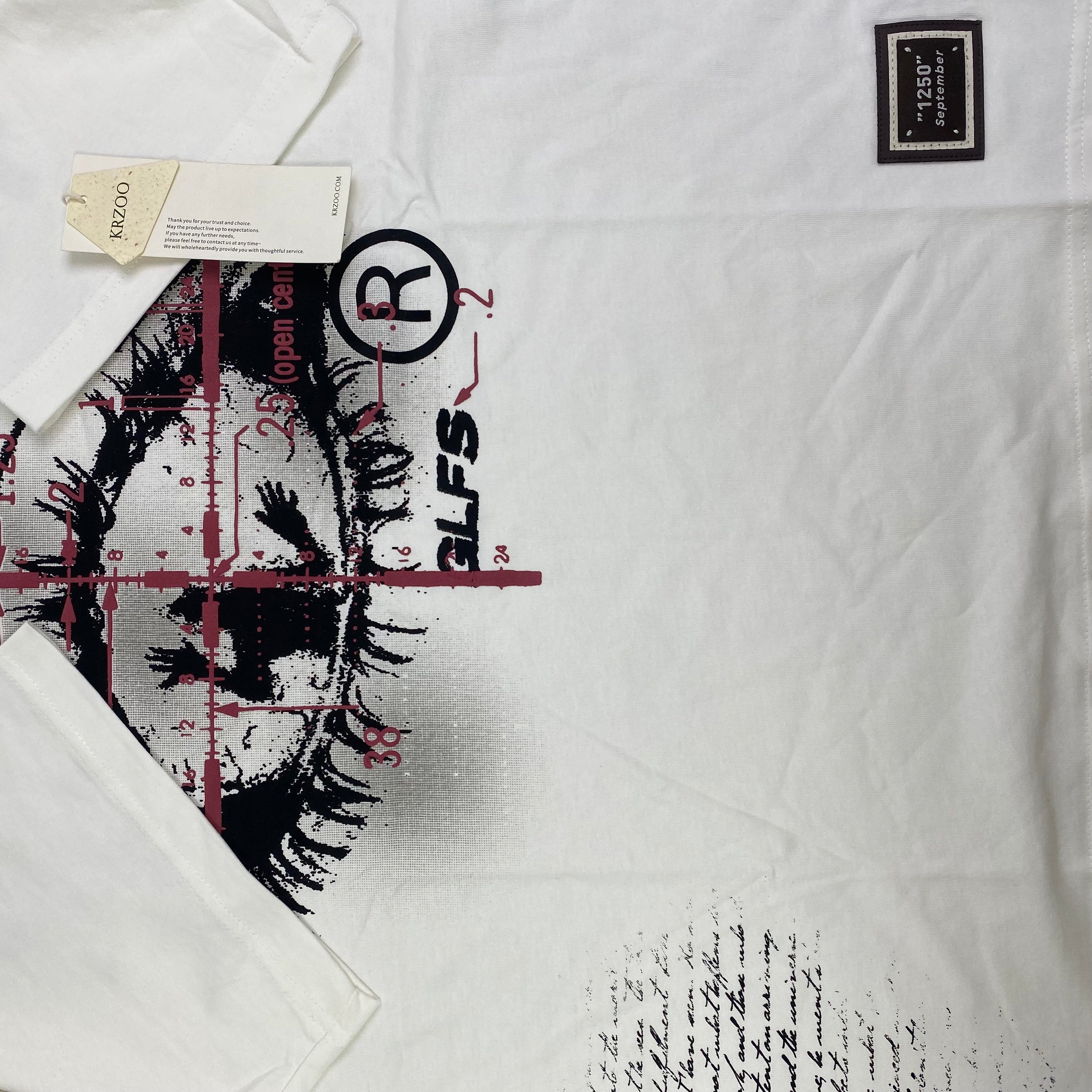 Neutral Cross Eyelet Loose-Sleeved T-shirt