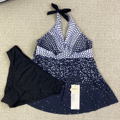 Printed backless two-piece swimming suit