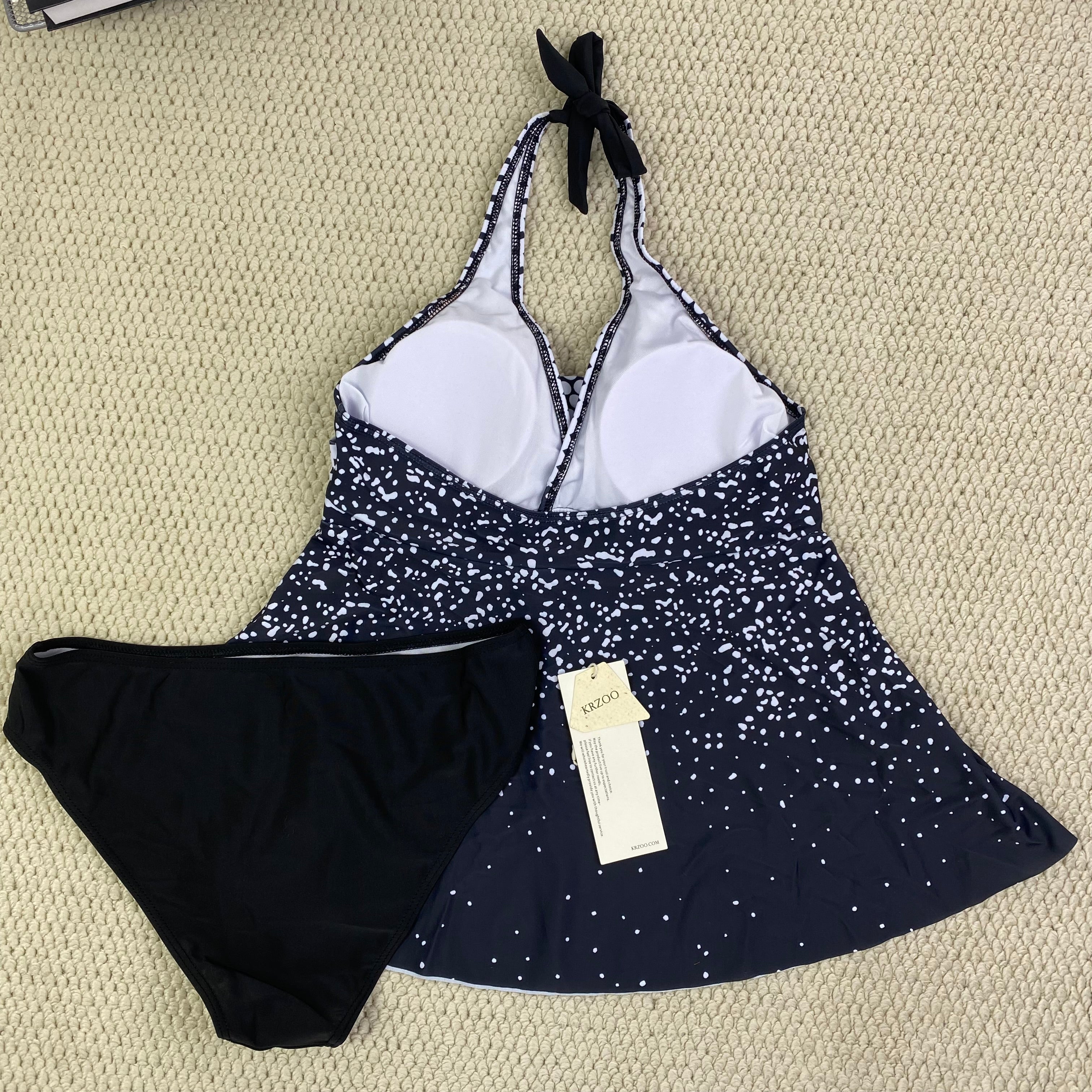 Printed backless two-piece swimming suit