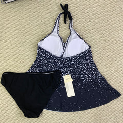 Printed backless two-piece swimming suit