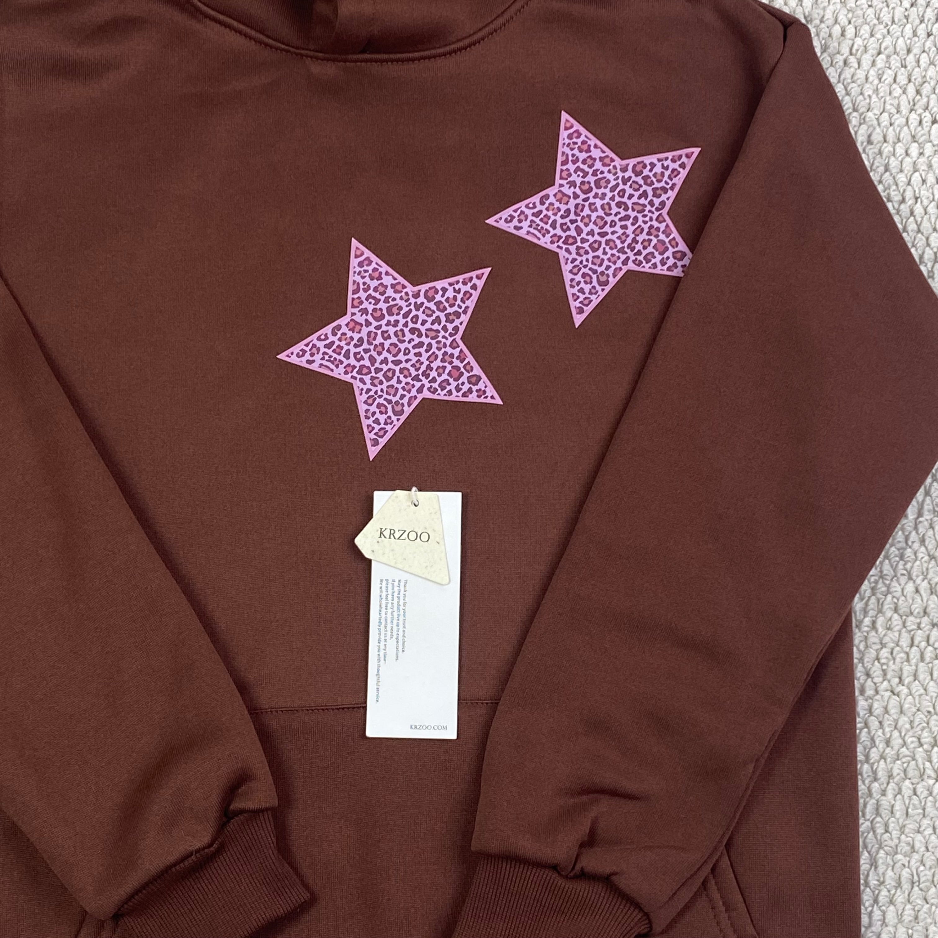 Star print hooded pullover hoodie
