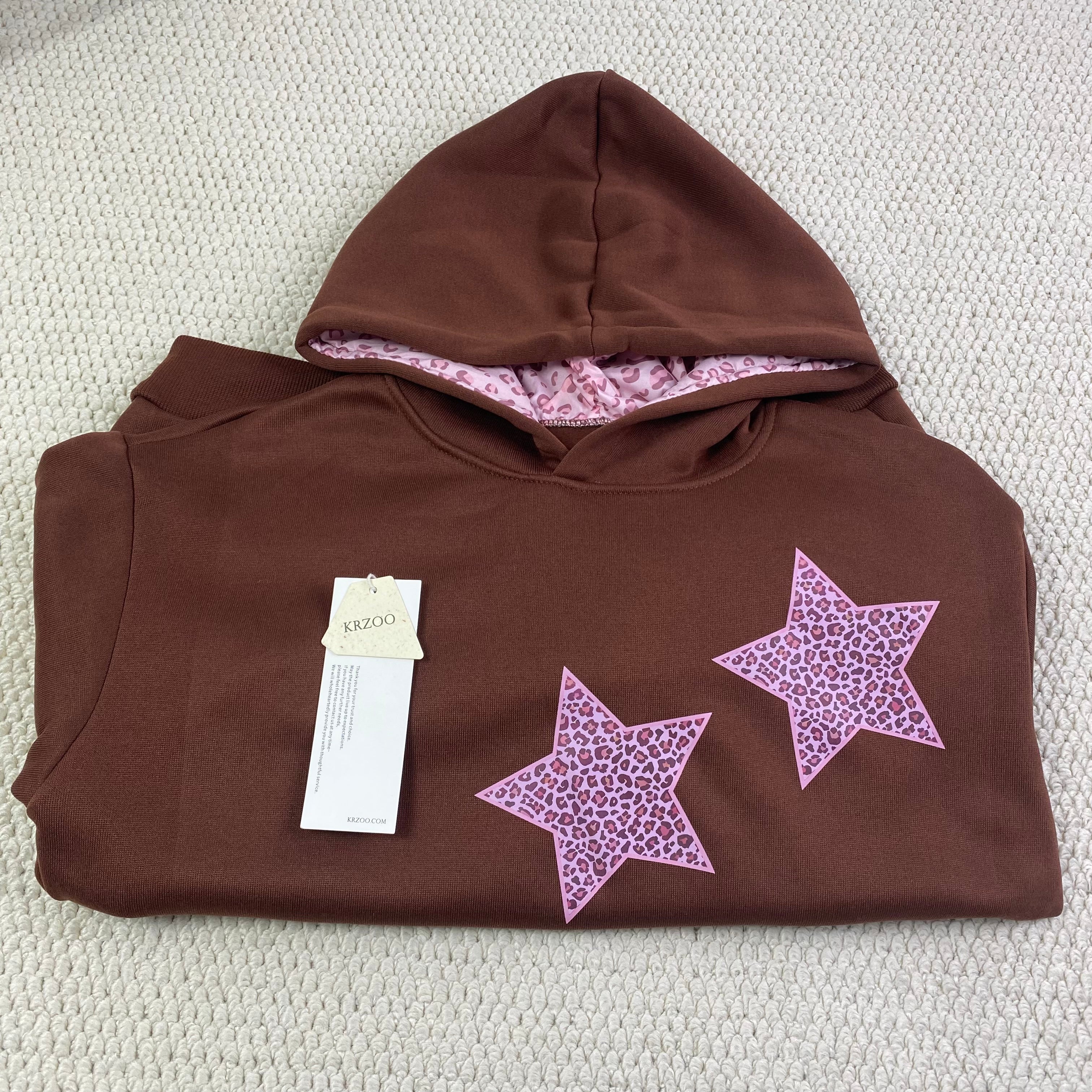 Star print hooded pullover hoodie