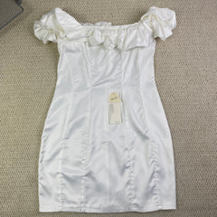 Ruffled-edge one-shoulder dress