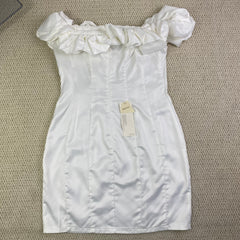 Ruffled-edge one-shoulder dress