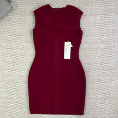 Red wine-colored tight V-neck low-cut dress