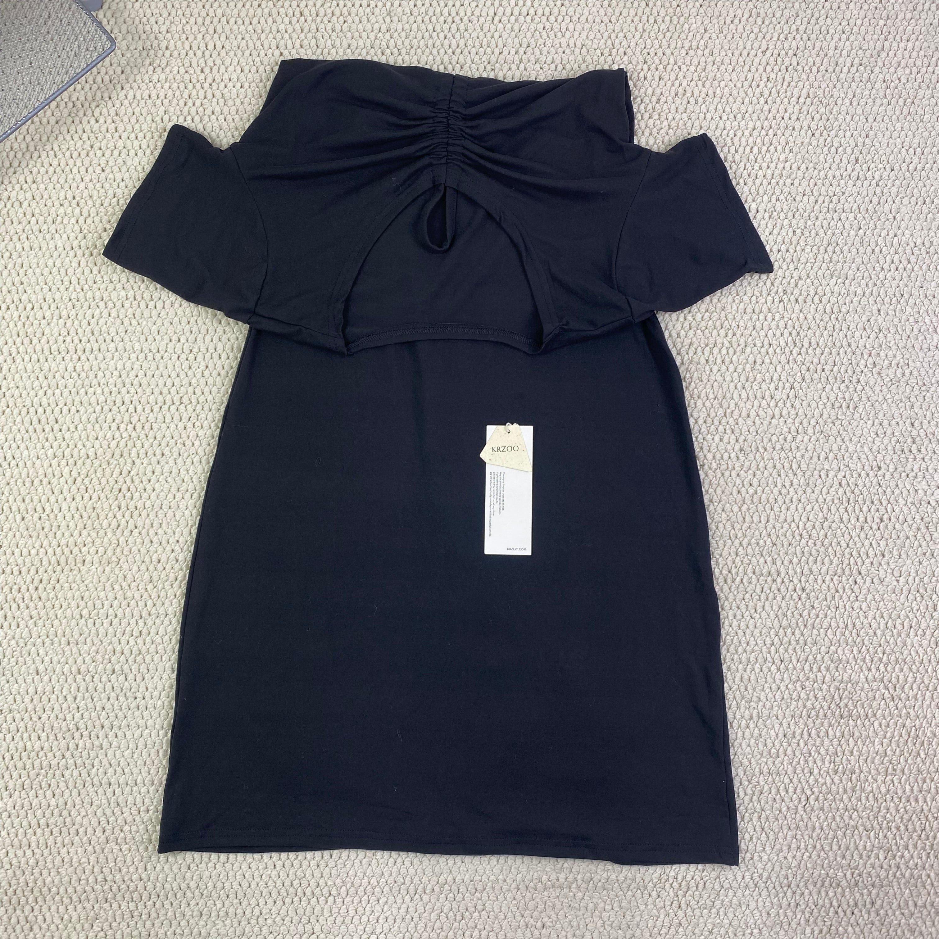 V-neck drawstring ruffled dress