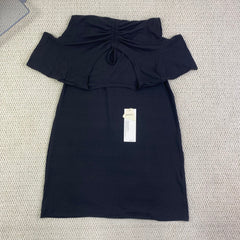 V-neck drawstring ruffled dress