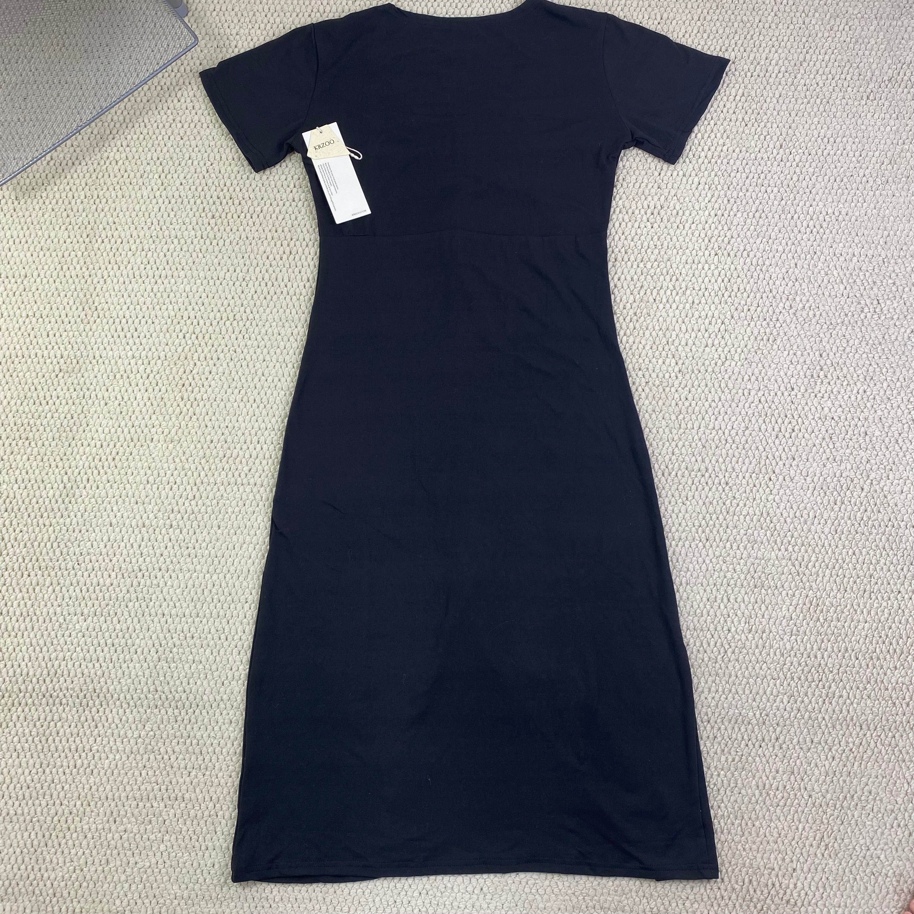 V-neck drawstring ruffled dress