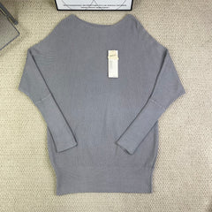 One-shoulder batwing sleeve loose knitted sweater