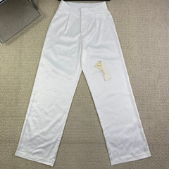 White straight-leg cool pants