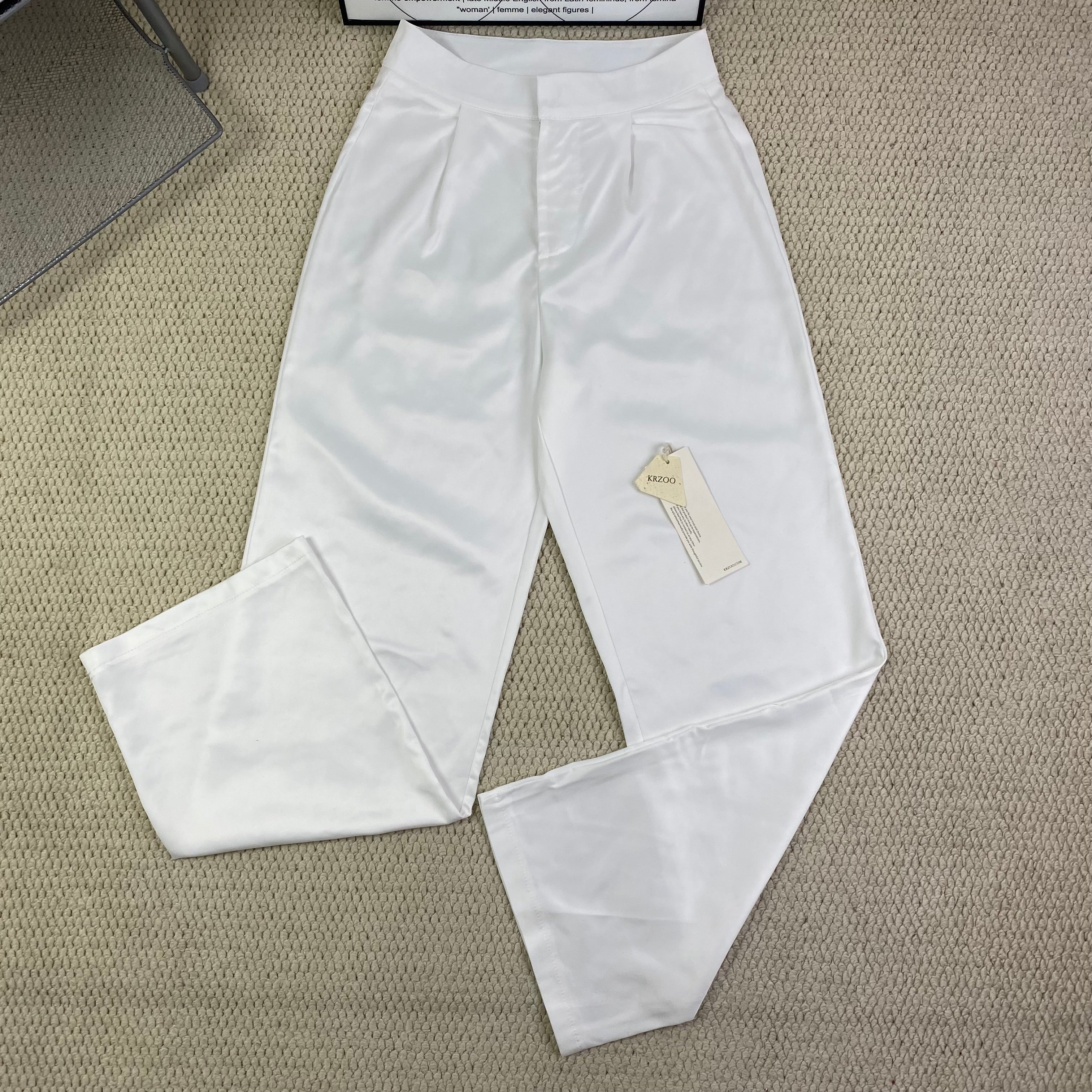 White straight-leg cool pants