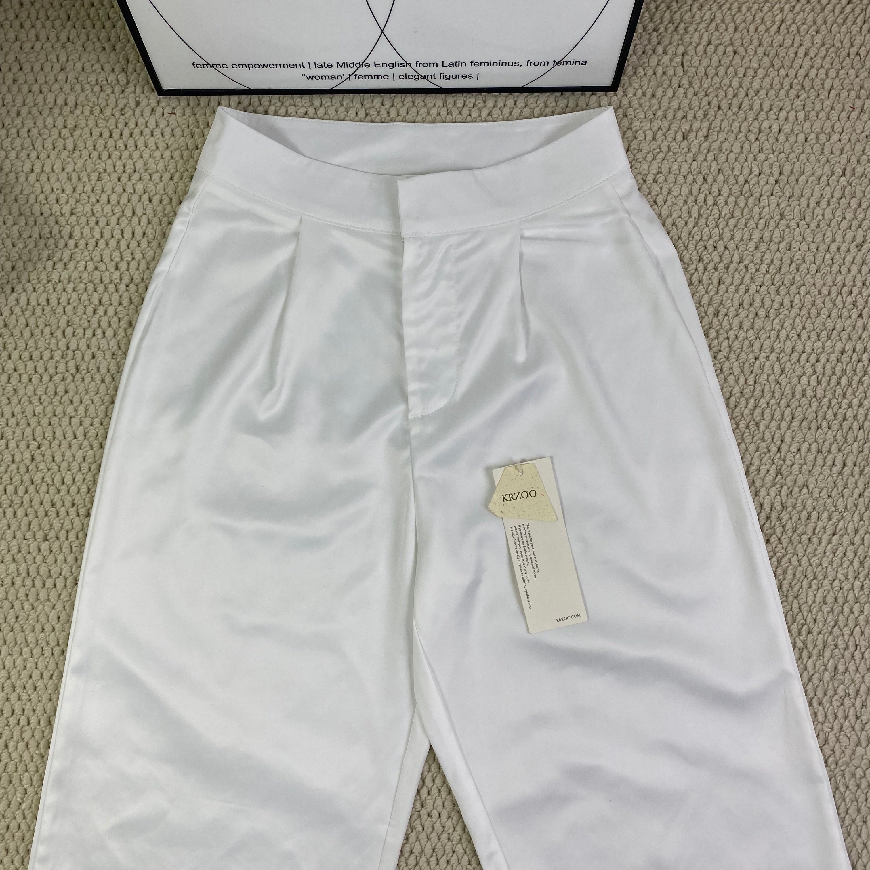 White straight-leg cool pants