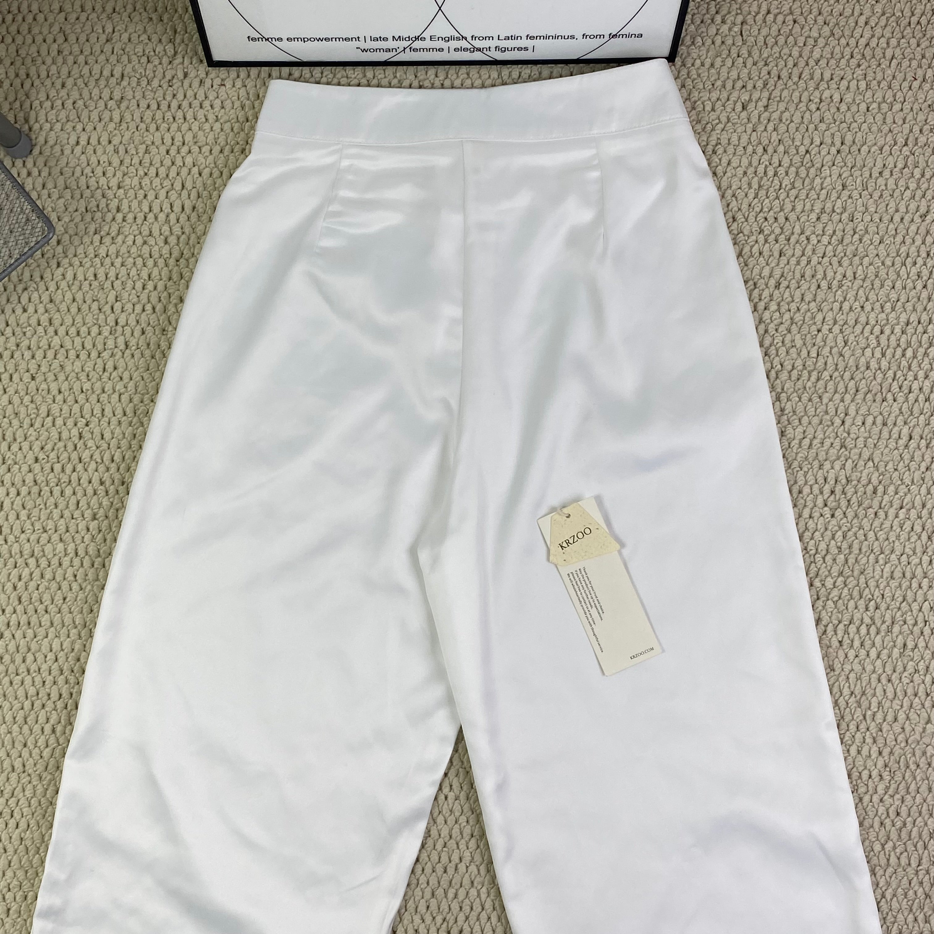 White straight-leg cool pants