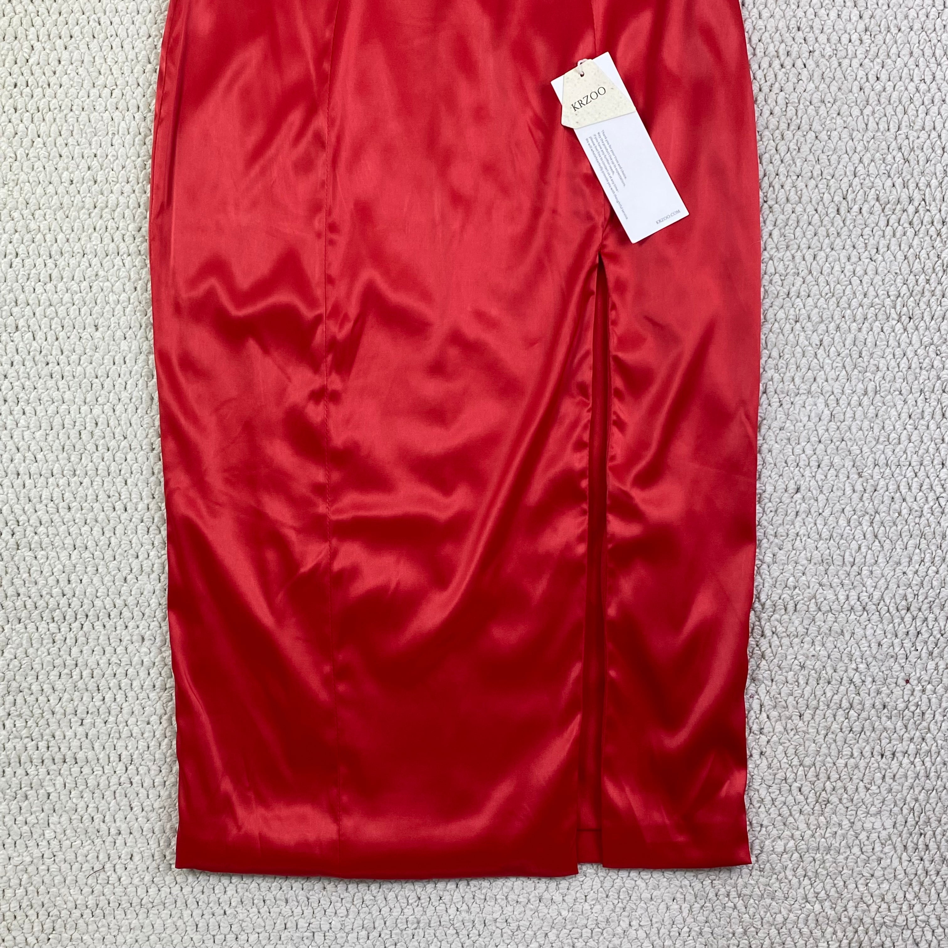 High-cut square-neck satin dress