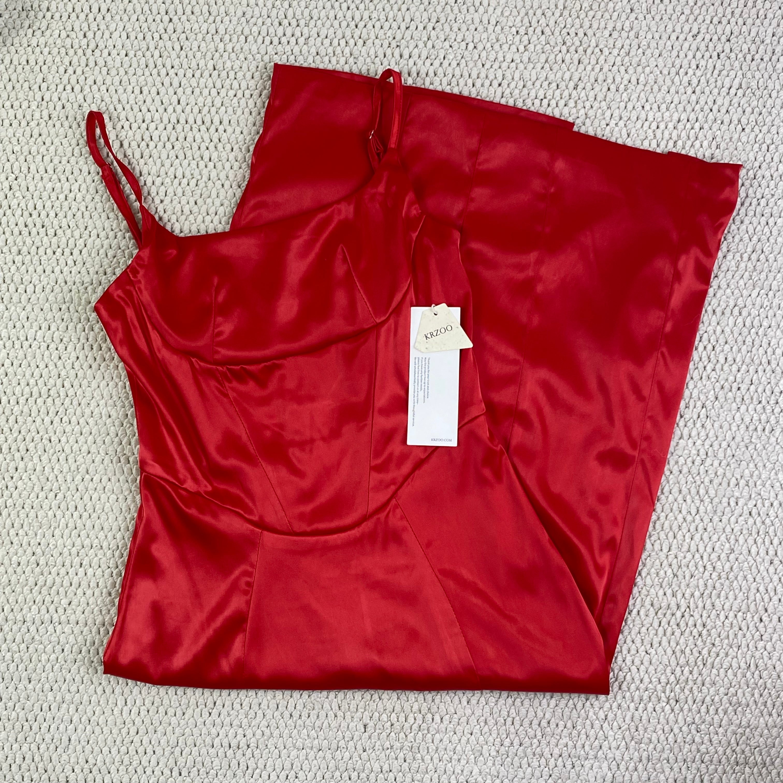 High-cut square-neck satin dress