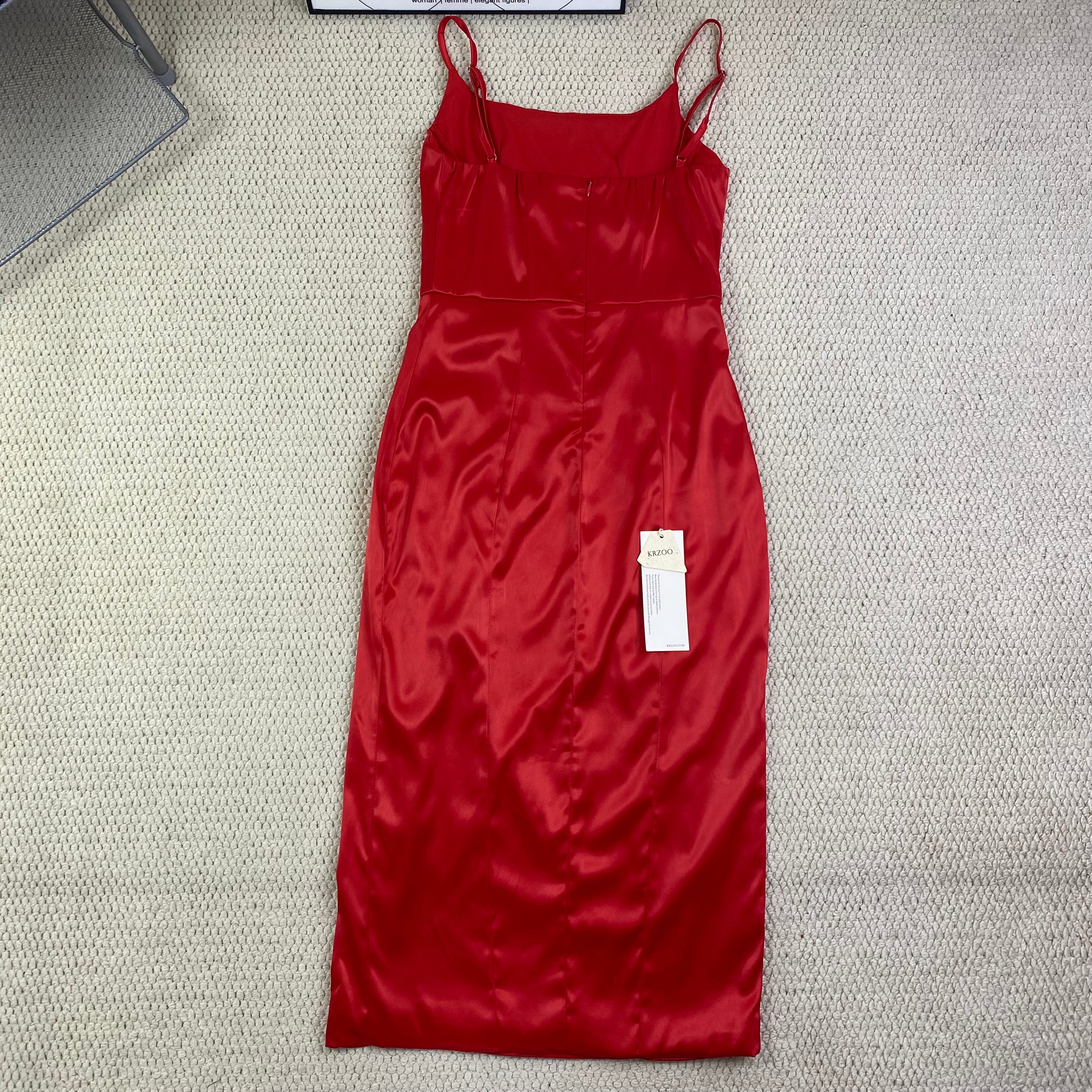 High-cut square-neck satin dress