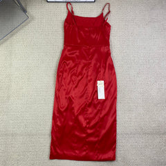 High-cut square-neck satin dress