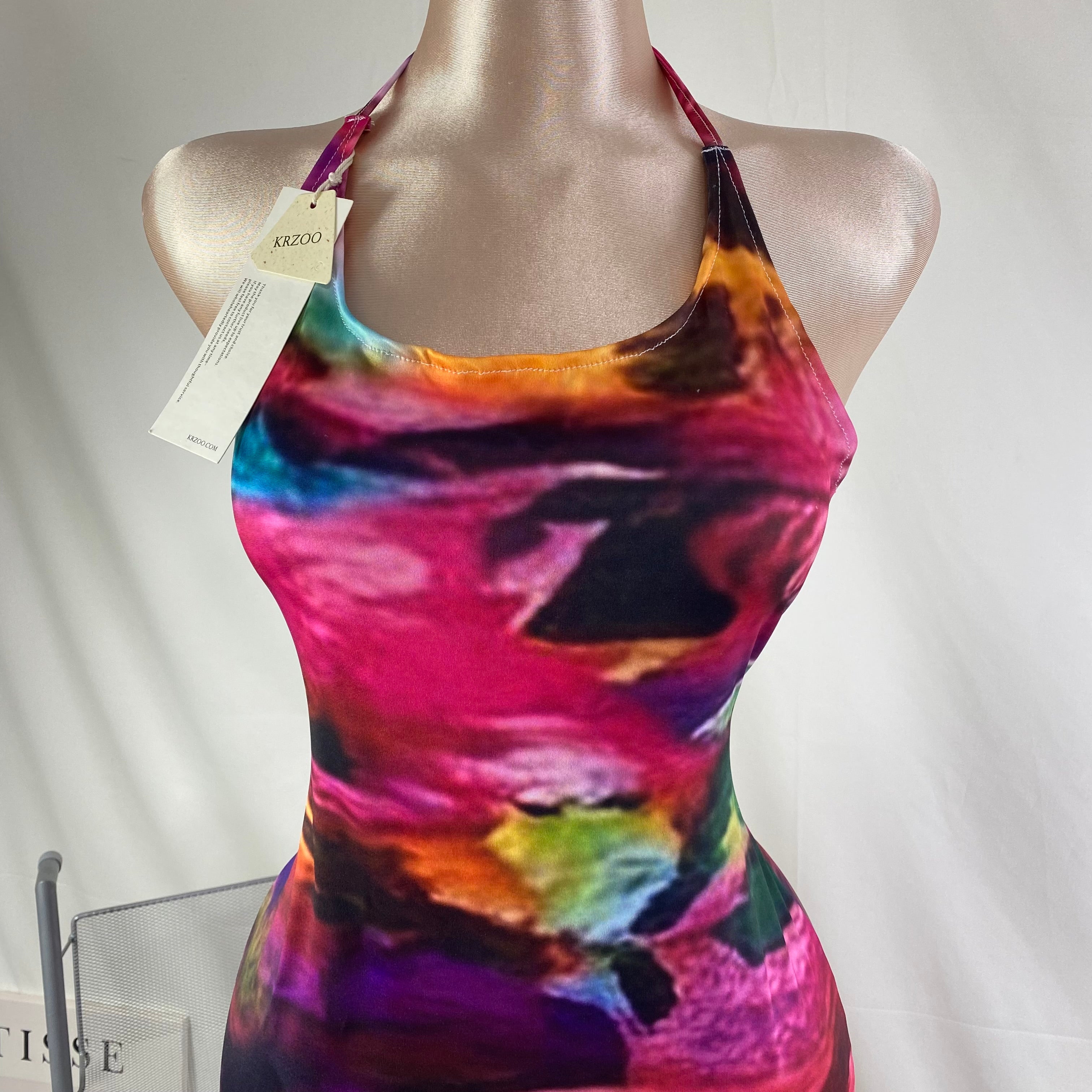Hip-hung backless sheer neckline dress