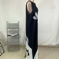 Printed dress, sleeveless long dress