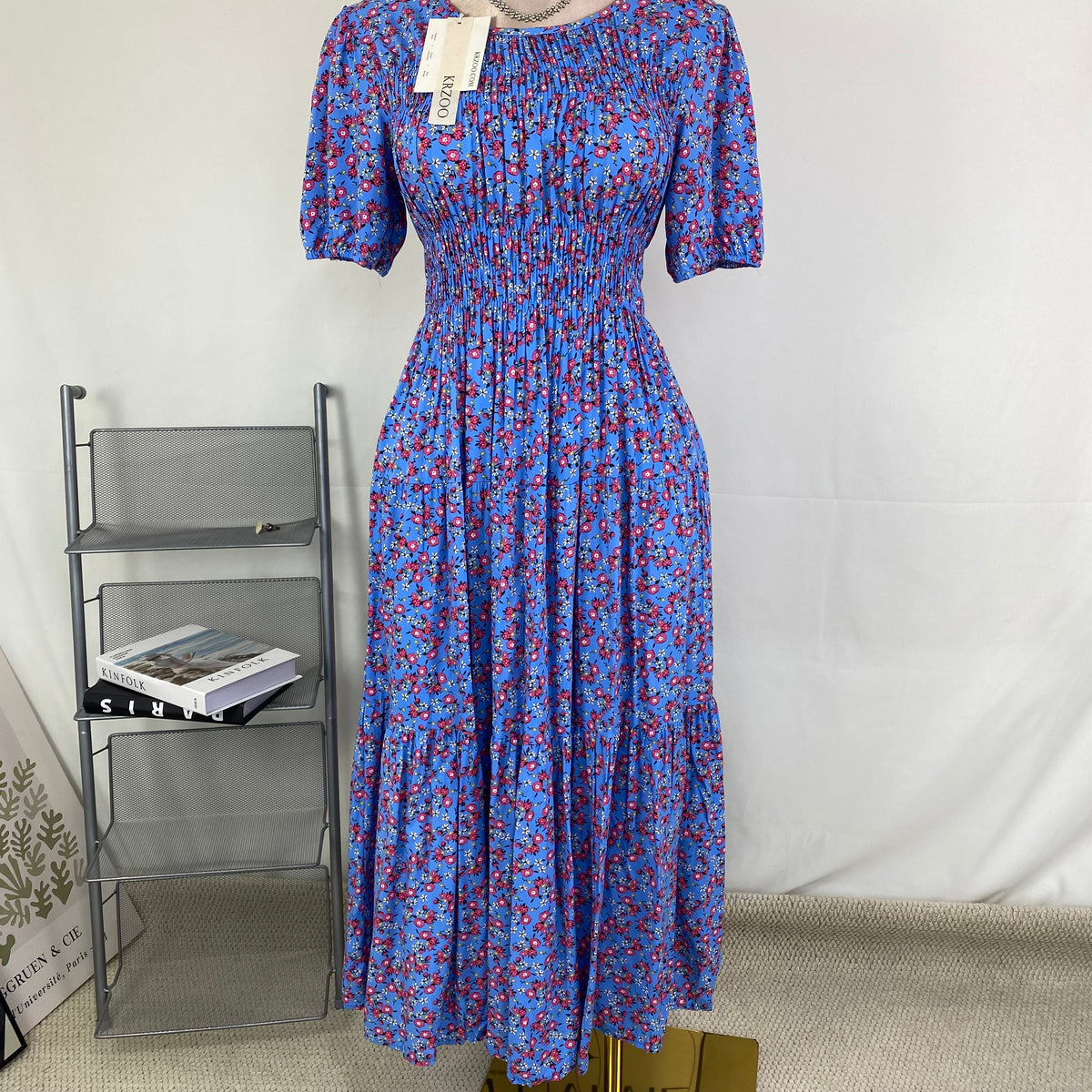 Floral high-waisted soft-length dress