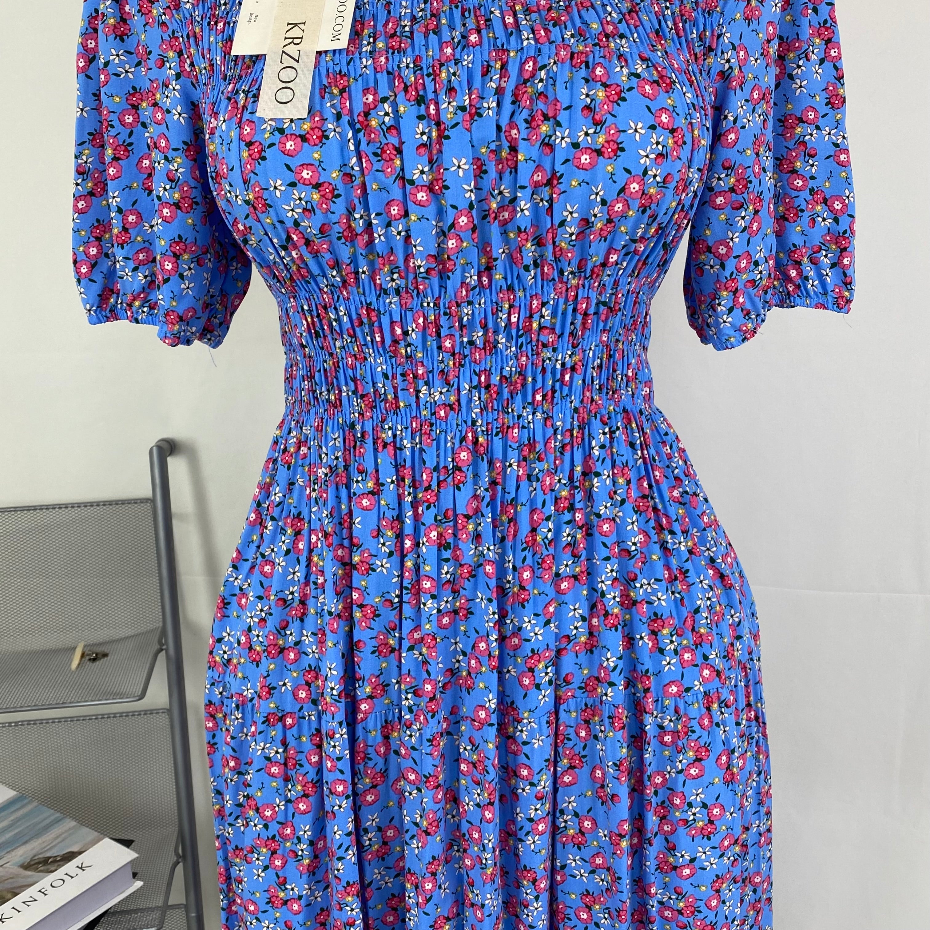 Floral high-waisted soft-length dress