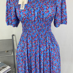 Floral high-waisted soft-length dress