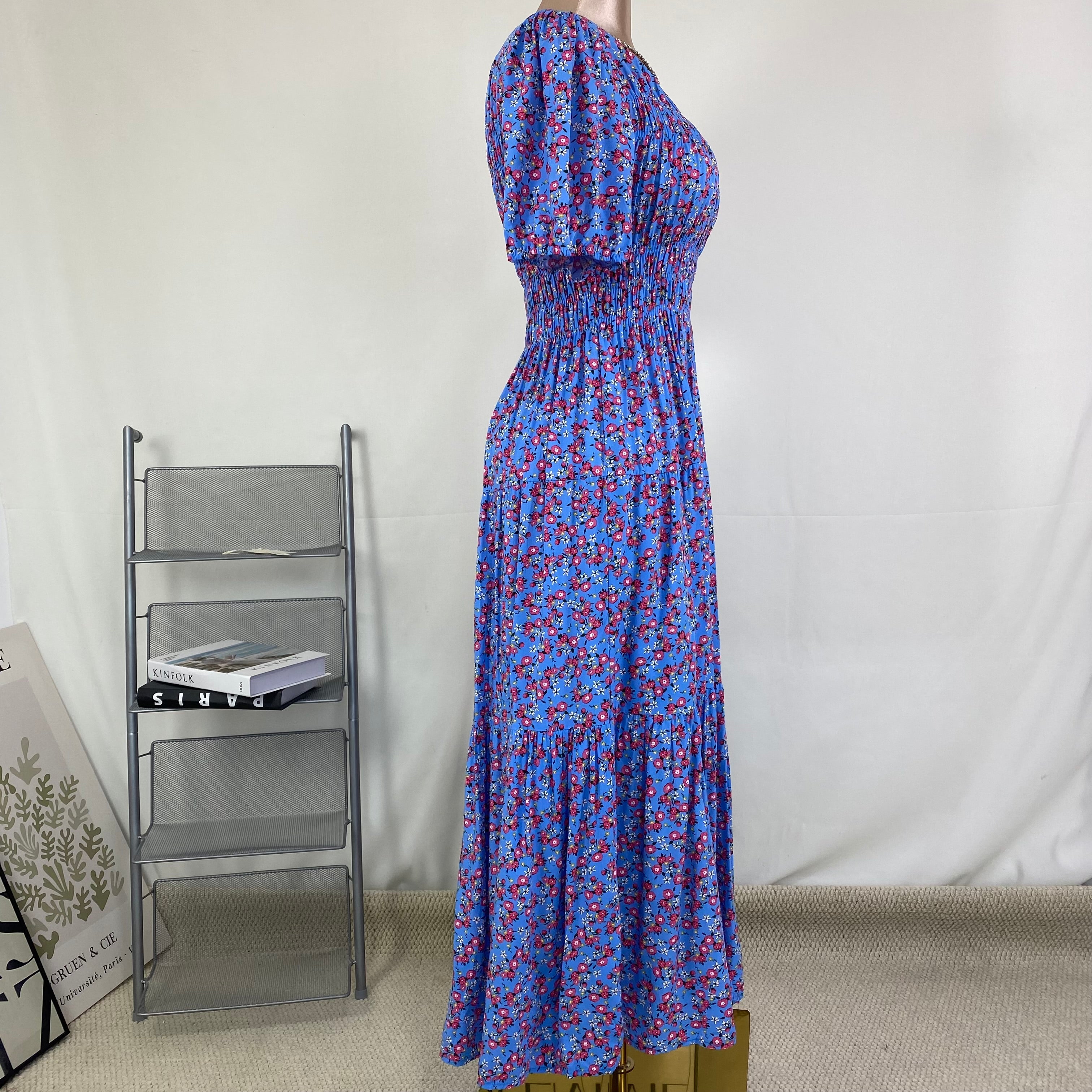 Floral high-waisted soft-length dress
