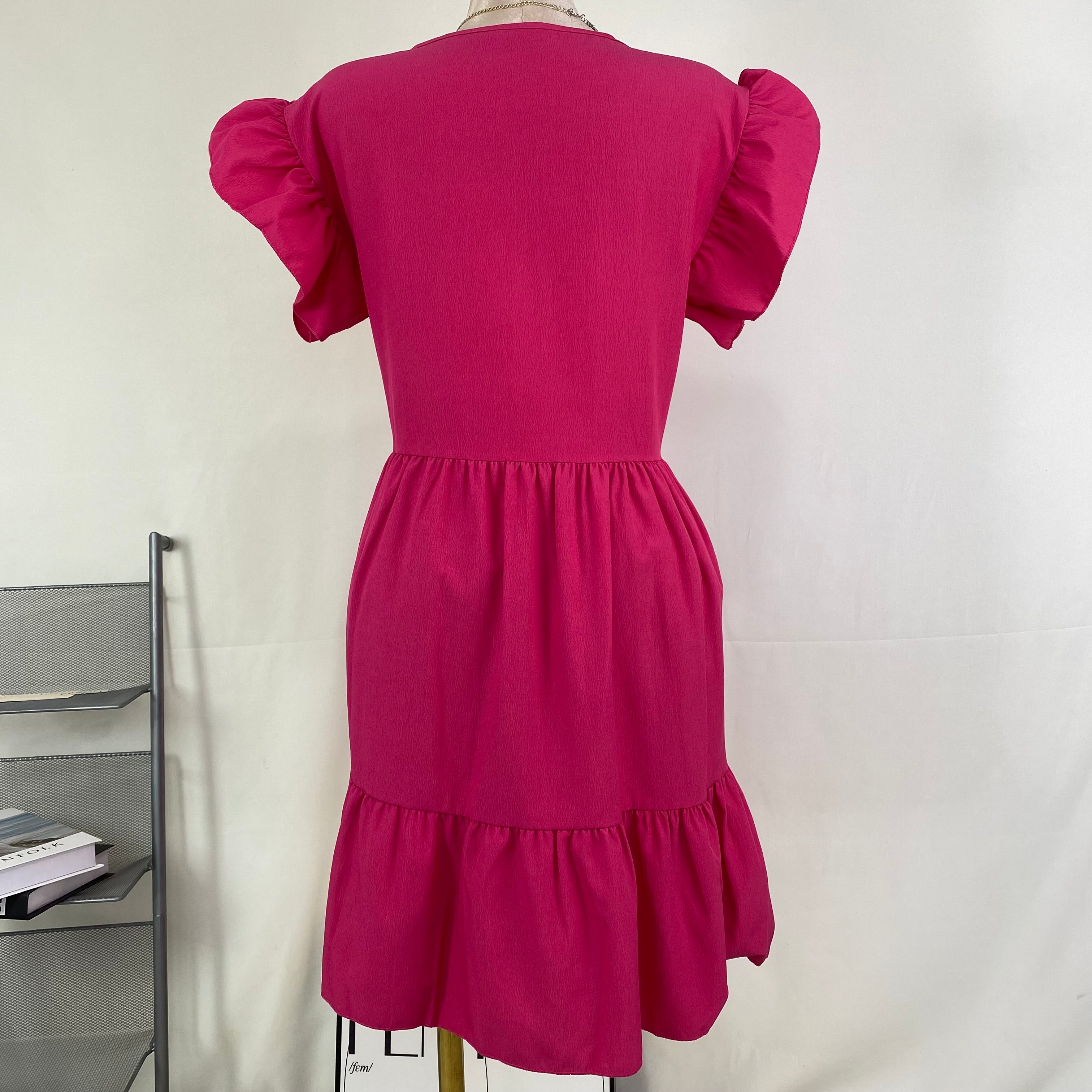 Solid-color loose short-sleeved casual dress
