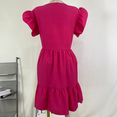 Solid-color loose short-sleeved casual dress